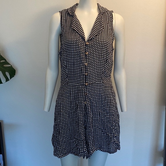 💖 2/$25 Mango MNG Black & White Gingham Romper - Picture 1 of 5